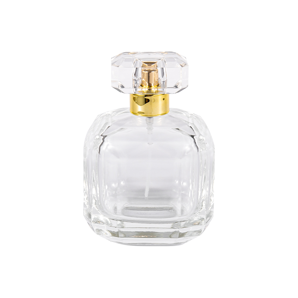 GC3898-WJ2005 100 ml helder glazen parfumflesje met Surlyn acryl dop en glanzende gouden hals