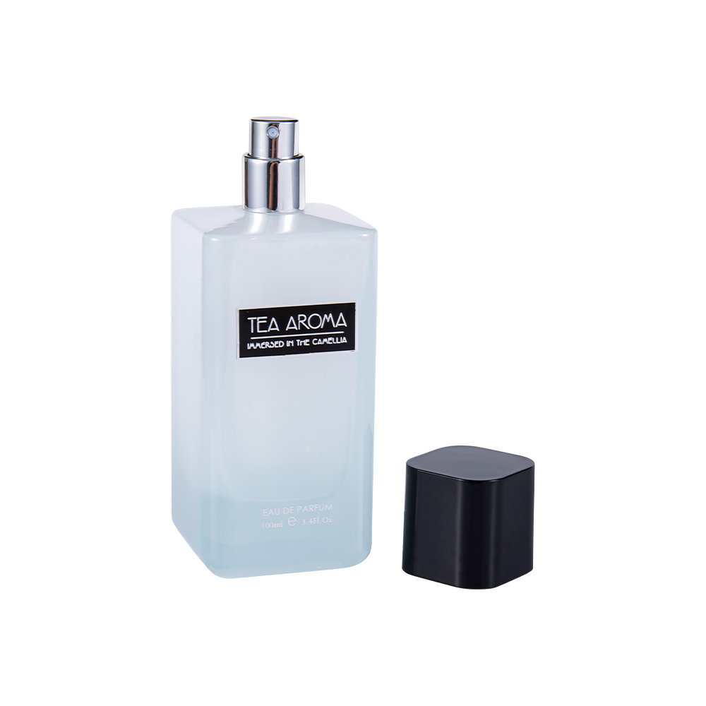 KY1427-WJ2376 100 ml wit gecoat glazen parfumflesje met glanzende zwarte PP-dop