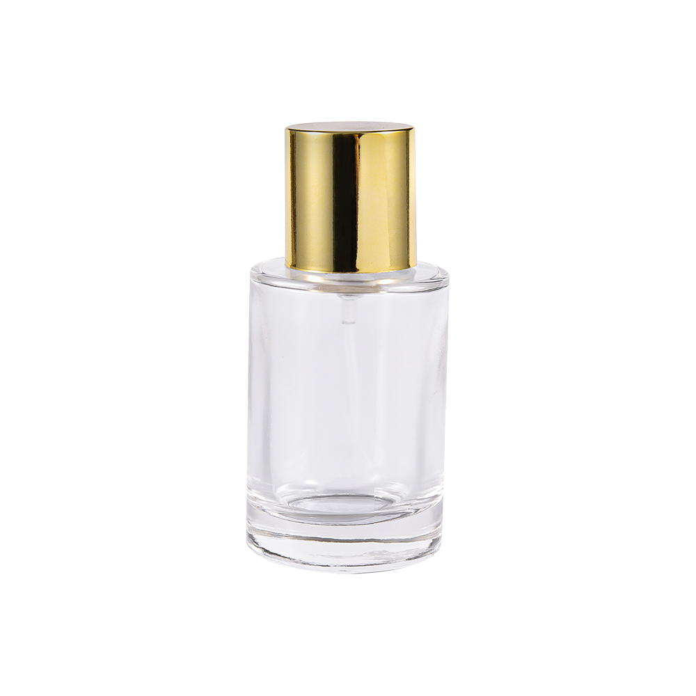 GC4004-WJ2388 Transparante cilindrische parfum glazen fles UV helder goud PP deksel kunststof