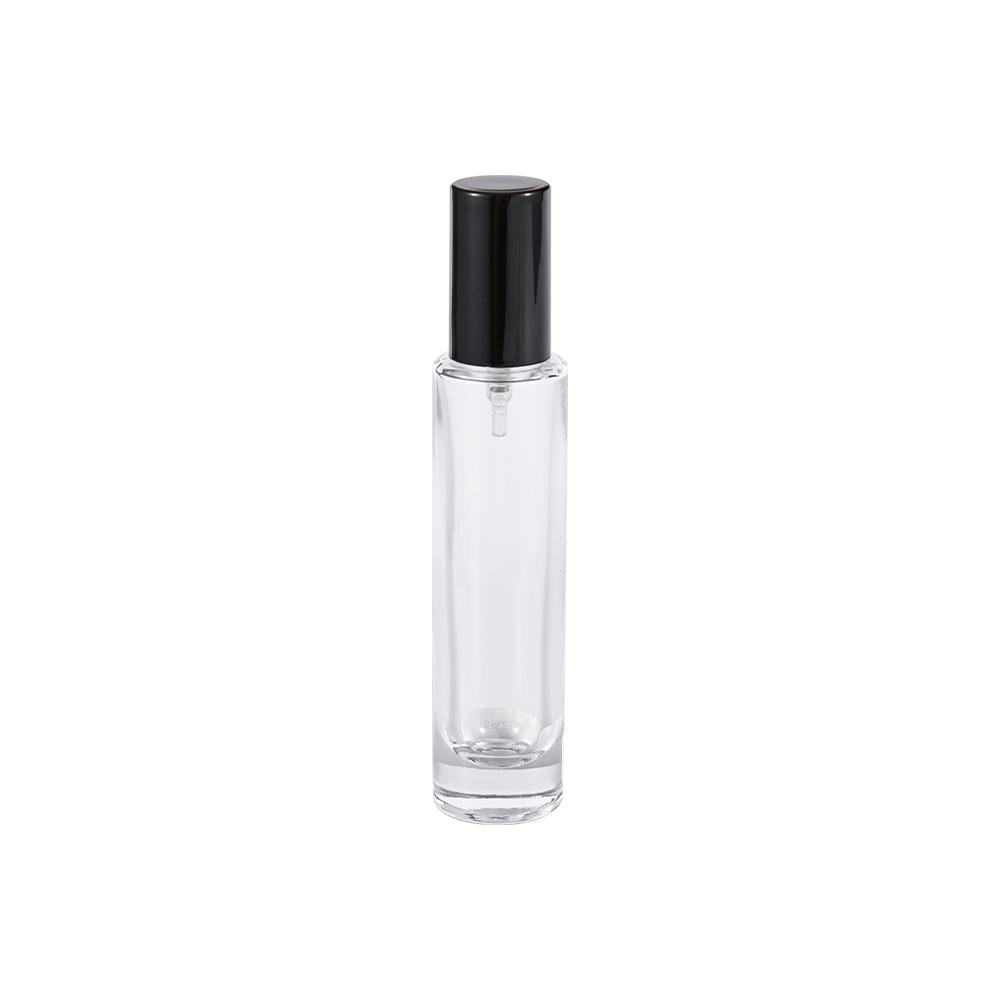 GC4423-WJ2369 30ML helder glazen parfumflesje met glanzende zwarte PP cilindrische dop