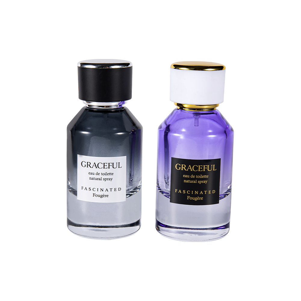 GC4416-WJ2098 50 ml gecoate glazen parfumfles met leer, ABS-kunststof dop, UV-bestendige PP-voering