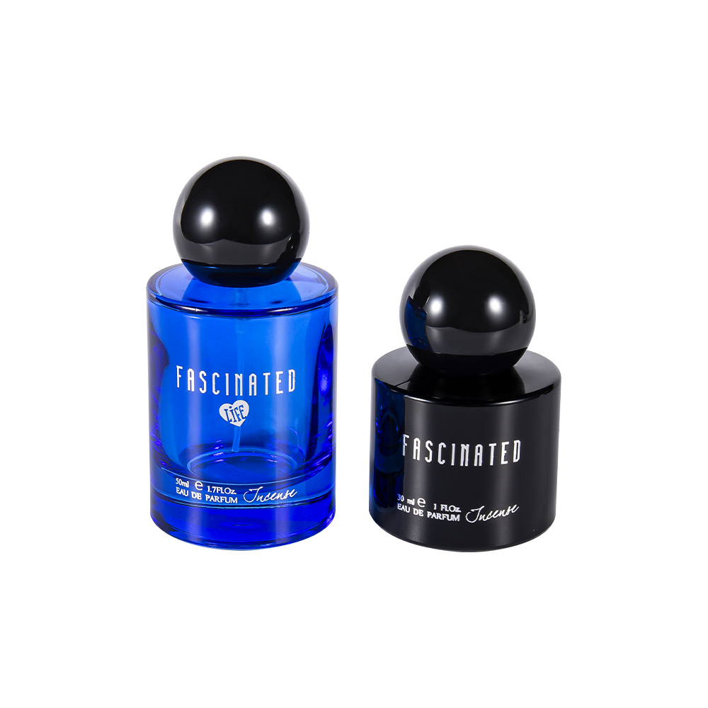 GC4749-WJ2537 50 ml cilindrisch gecoate goudfolie glazen parfumfles met bolvormige ABS PP plastic dop