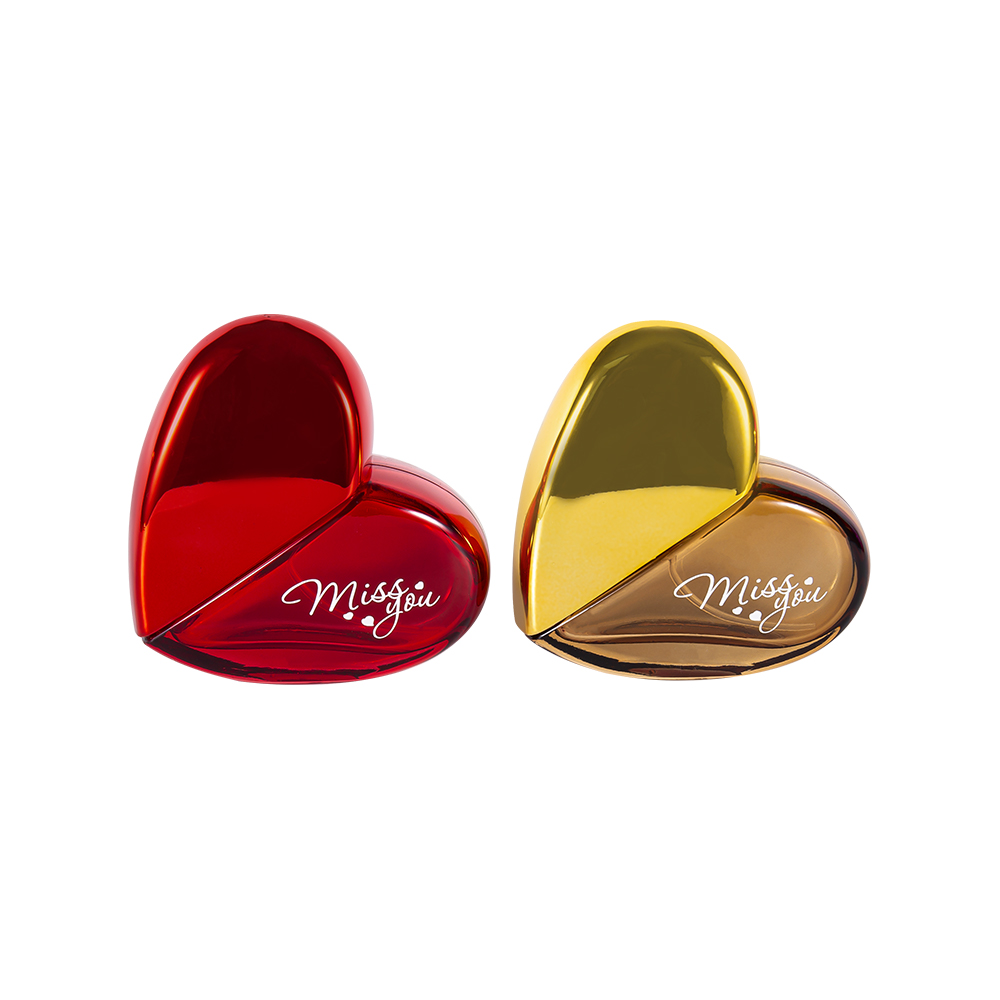 GC193-WJ501 50ML hartvormige glazen parfumfles met UV PP plastic dop