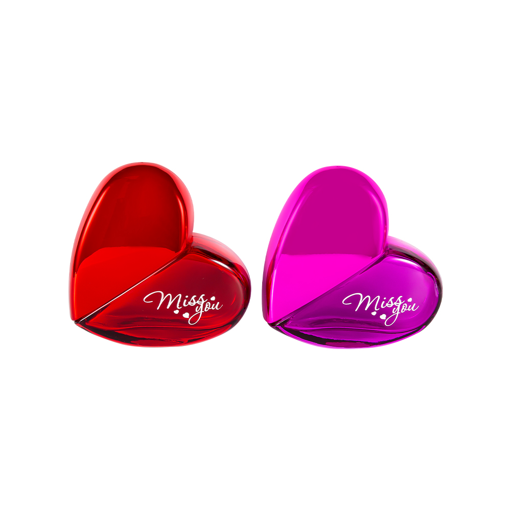 GC102-WJ797 100ML hartvormige glazen parfumfles met UV PP plastic dop