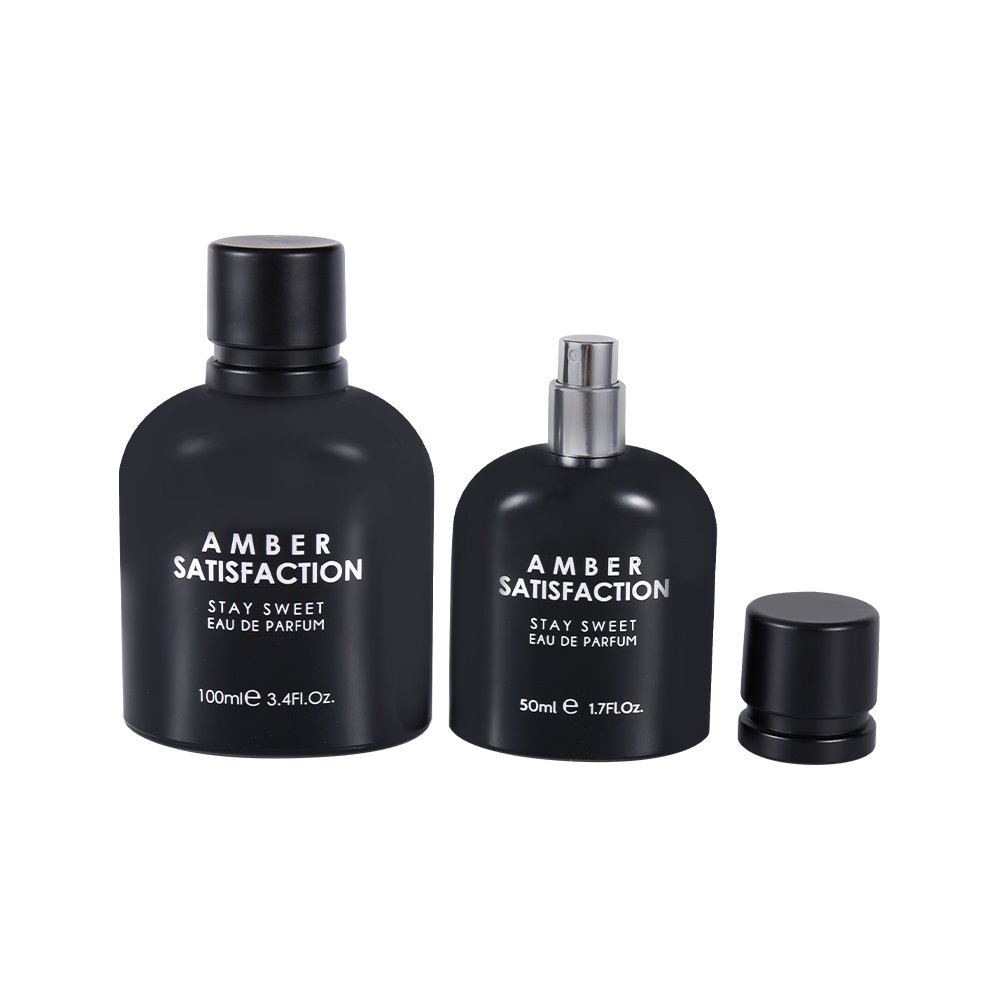 GC3849-WJ176 50ML kleur gecoat helder zwart bedrukt glazen parfumflesje met ABS PP plastic dop