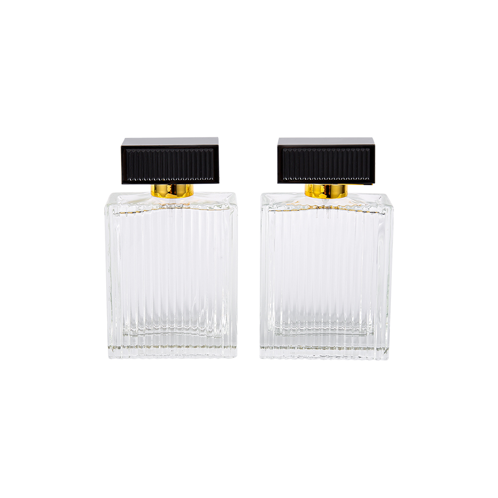 KY1112-WJ2092 100 ml verticale strepen glazen parfumfles met ABS plastic deksel strepen