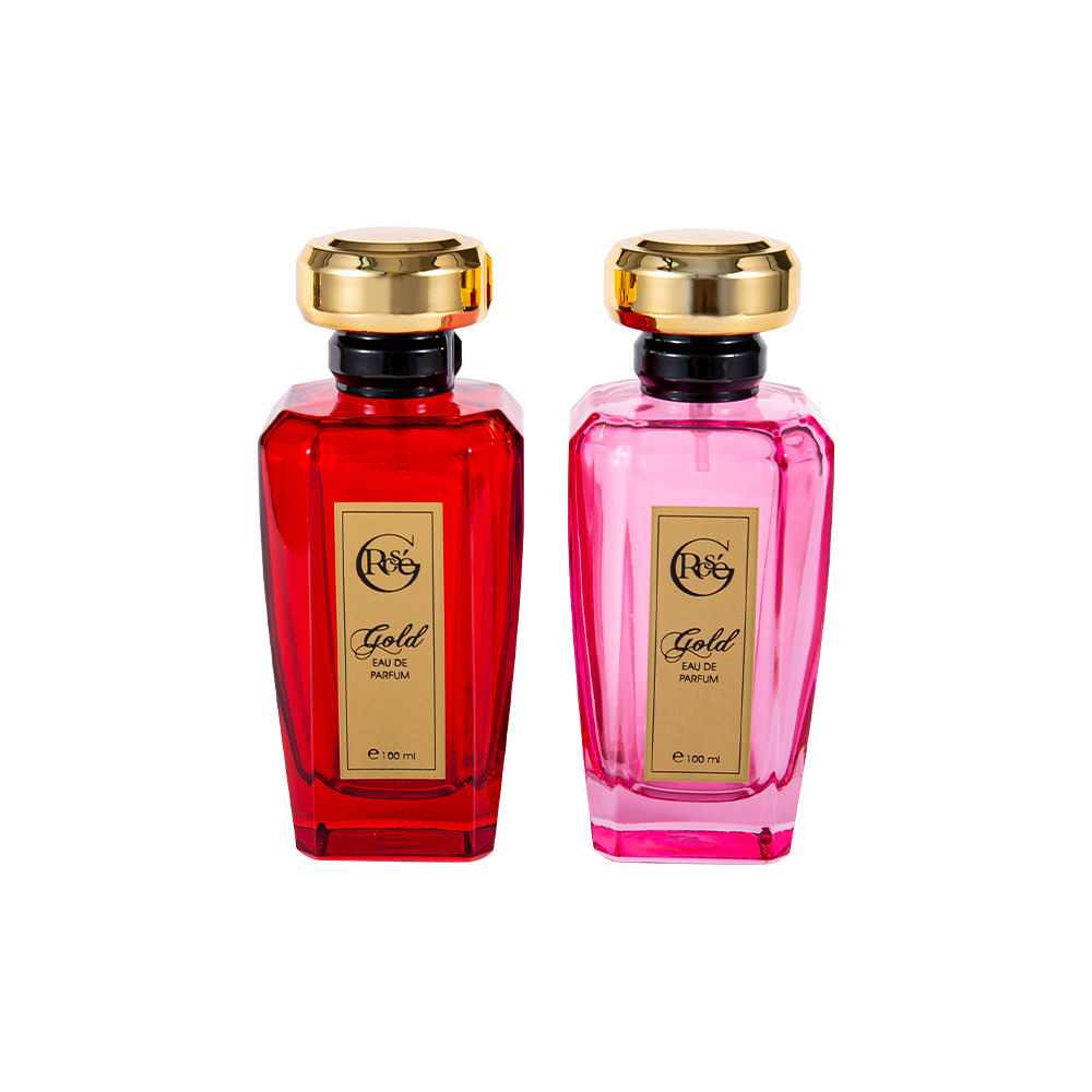 KY1602-WJ2432 100ML rood roze coating parfum glazen fles op maat gevormde parfum dop