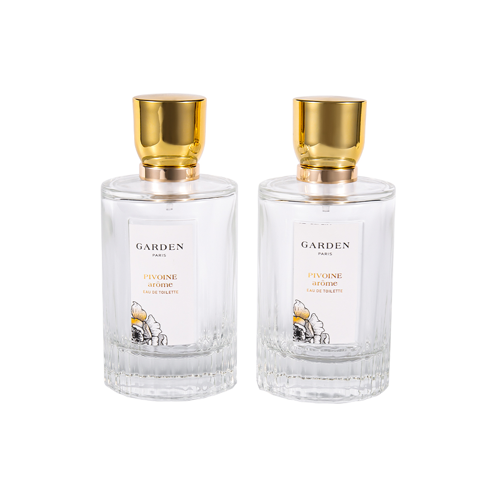 KY1595-WJ2430 Elegante glazen parfumfles van 100 ml met luxe UV-gouden parfumdop